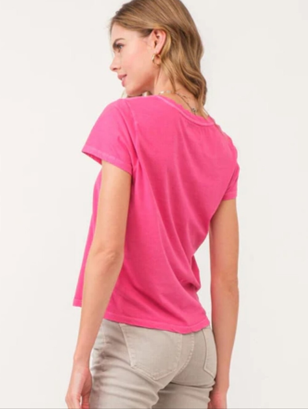 DEAR JOHN REVOLVE DOPAMINE Women’s Pink Short Sleeve Tee RIBBED BOHO barbie